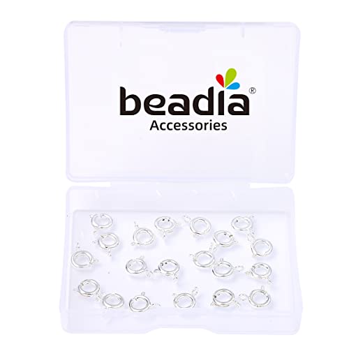 BEADIA Silver Plated Spring Clasps Non Tarnish 7mm 20pcs for Jewelry Making Findings - color: Spring Clasps Silver, size: 7mm