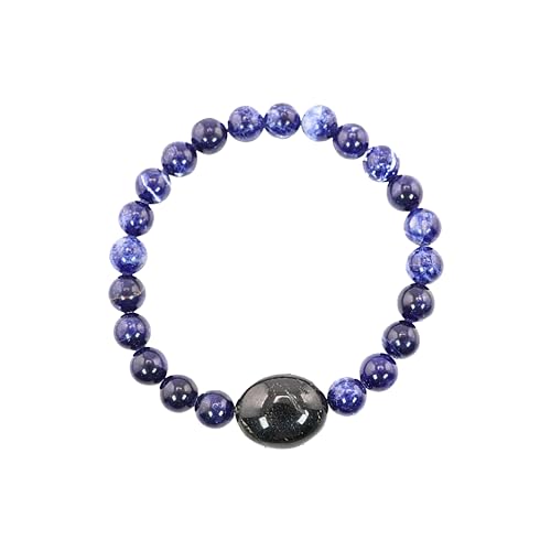 Black Obisidian Bracelets for Men 8" Inch Full Stretch Healing Crystal Bracelet, Beaded Charm Bracelet for Men Gifts Fathers Day Anniversary Birthday Gifts for Him - color: Sodalite & Black Onyx