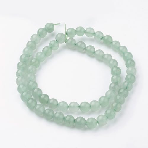 60Pcs Natural Green Aventurine Beads 6mm Round Gemstone Beads Smooth Stone Loose Bead for DIY Bracelets Necklace Earrings Jewelry Making - color: Natural Green Aventurine, size: 6mm