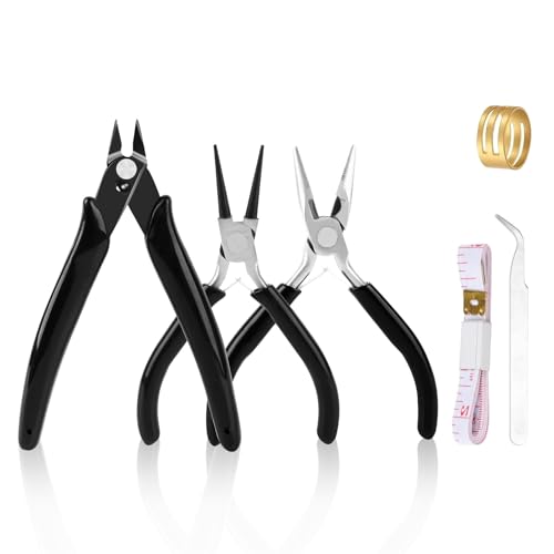 3 Pcs Jewelry Pliers Set Beading Pliers Set with Needle Nose Pliers, Round Nose Plier and Wire Cutter for Jewelry Making Repair Supplies and Crafting,Wire Wrapping Crafts - style: 3pcs Beading Pliers Set