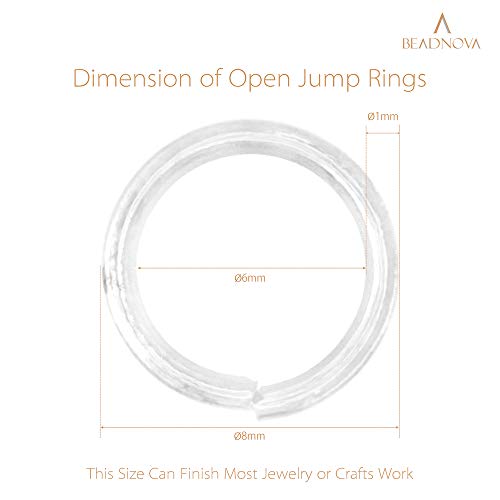 BEADNOVA 8mm Open Jump Rings Silver Jump Rings for Jewelry Making and Keychains (300Pcs) - color: 300pcs, size: 8mm