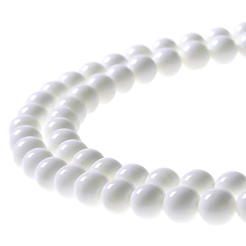 MJDCB 7A Natural Deep Sea White Shells Round Stone Beads for Jewelry Making DIY Bracelet Necklace (10mm) - color: Deep Sea White Shells, size: 10mm