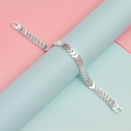 LeCalla Handmade Sterling Silver Mens Bracelets | Solid Italian 925 Chain Bracelets | Classic Designs Chain Bracelets for Men | Men's Silver Bracelet Gift for Dad, Boyfriend, Son - style: 8.5" Snake Back Pattern