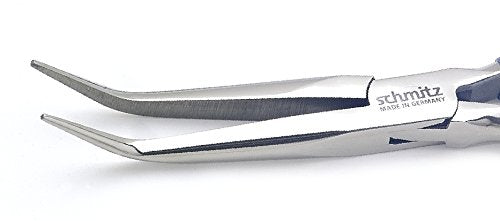 Needle Nose Pliers 8''-| schmitz 4914HS22 - bent, very long and strong, serrated jaws - ESD Dissipative - Hightech tool for professionals - Made in Germany - Solingen