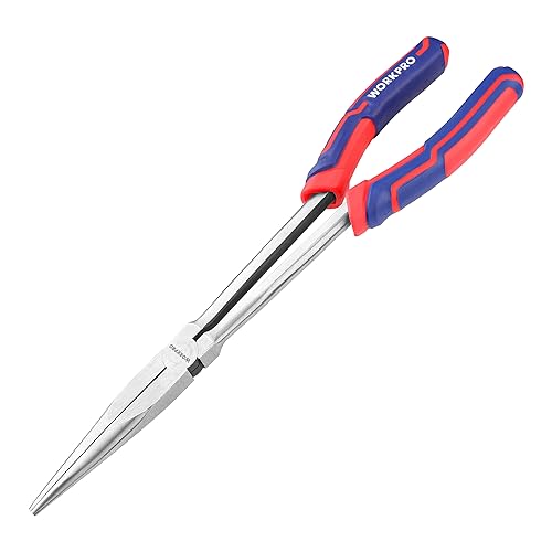 WORKPRO Premium 11” Extra Long Needle Nose Pliers, Paper Clamp Precision, Heavy-Duty CRV Steel, Soft Grip - style: 11-inch