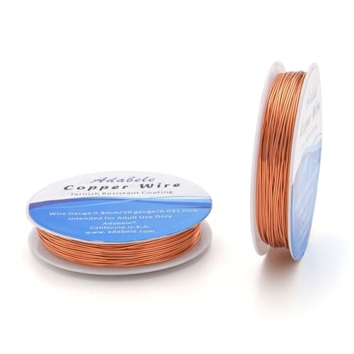 Adabele 65 Feet Premium Tarnish Resistant Round Bare Raw Jewelry Copper Wire Beading Wire Spool Bulk (0.8mm/20 Gauge) for DIY Craft Jewelry Making BF287-8 - color: Copper, size: 0.8mm (20 Gauge) wire - 1 Roll