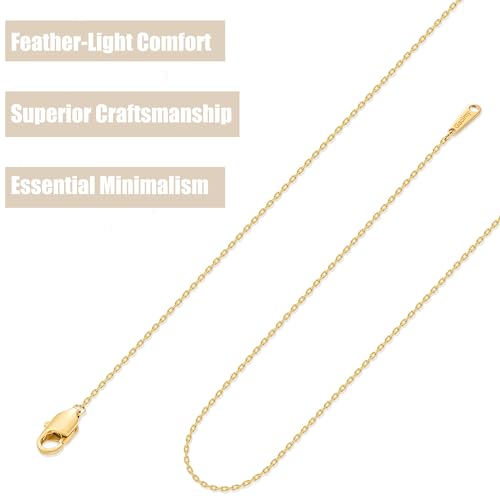 Gacimy Chain Necklace for Women, 14K Gold Plated/Silver Tone Cable Chain for Women, 1.1/1.3mm Thin Dainty Necklace Chains 16-24 Inch - size: 20 Inches, style: 1.3mm Gold