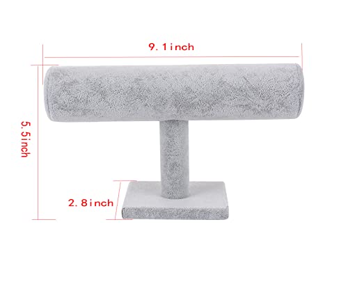 ChezMax Necklace Jewelry Display Jewelry Stand Hovering T-Bar Bracelet Holder for Home Organization - color: F-Gray Velvet