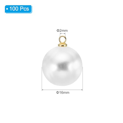 PATIKIL Pearl Charm, 100pcs Pearl Beads Faux Pearl Pendant Charm DIY for Jewelry Making Bracelets Earrings Necklace Crafts - color: Golden White, size: 16mm