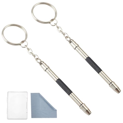 Glasses Repair Kit with Precision 5 in 1 Mini Screwdrivers Set Keychain for Eyeglasses, Sunglasses, Jewelry, Watch, Electronics, Toy, Eye glass Repairing Kit, Hex, Phillips, Flat Head (2pcs Black) - color: 2 Pcs Black