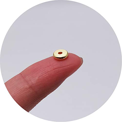 INSPIRELLE 100pcs Heishi Beads 6mm Long-Lasting Disc Brass Rondelle Spacer Beads Yellow Gold Plated Flat Round Shape Jewelry Metal Spacers for Bracelet Necklace Jewelry Making - color: Yellow Gold, size: 6mm