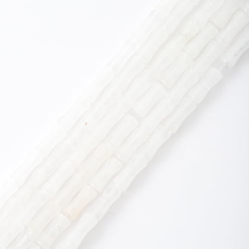 5x12mm Natural White Jade Stone Bamboo Shape Gem Healing Energy Loose Spacer Beads for DIY Necklace Bracelet Earring - color: White Jade