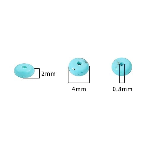 BEADIA Natural Blue Turquoise Disk Stone Beads 4x2mm 160pcs Rondelle Loose Semi Gemstone Beads for Jewelry Making Design - color: Blue Turquoise