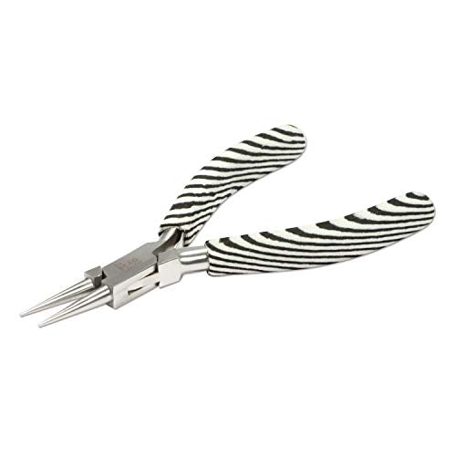 The Beadsmith Round Nose Pliers – Zebra Print Line – 5 inches (127 mm) – Comfortable Handle with Double Leaf Springs – Jewelry Making Tool for Creating Bracelets, Earrings and Necklaces - size: round nose - 5"