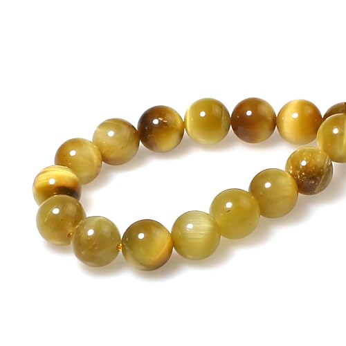 MJDCB Natural Stone Beads 8mm 43pcs Round Golden Tiger's Eye Loose Gemstone Bead Charms for Jewelry Making Bracelet Necklace Earring Pendant - color: Golden Tiger's Eye, size: 8mm