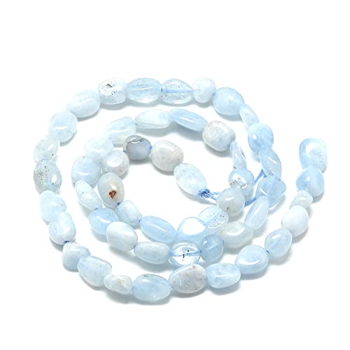 30-45Pcs/Strand Natural Aquamarine Beads 15.7" Irregular Nuggets Stone Beads 8-15mm Gemstones Loose Spacer Bead for DIY Bracelet Necklace Jewelry Making Crafting - color: Aquamarine