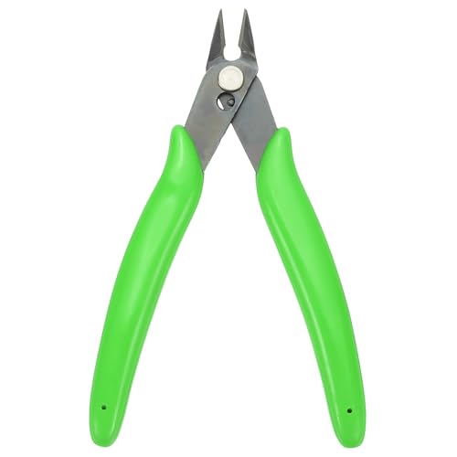 HARFINGTON 5" Flush Cut Pliers Small Precision Wire Cutter Side Cutter Diagonal Cutting Pliers for Jewelry Model Electronic 3D Print, Green - color: Green