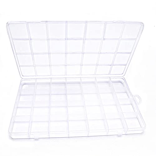 IOOLEEM 28 Grids Plastic Bead Organizer Box, Organizer Container Storage Box, Dividers for bead arts and crafts. - color: Clear, size: 28 Grids (1 pack)