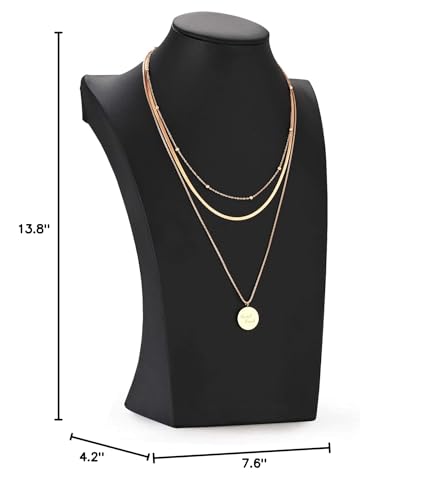 Polmart H3 Necklace Display Bust (Black Leatherette, 11 ⅞”H) - color: Black Leatherette, size: 11⅞"H