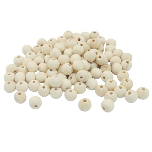 300Pcs Natural Wood Beads, 10mm Small Round Wooden Balls, Unfinished Wooden Beads for Crafts, DIY Jewelry, Dream Catchers - size: 10mm