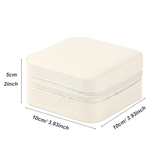 Travel Jewelry Case 2 Pack Mini Travel jewelry Box Portable Organizer Women Girls Gift Box for Rings Earrings Necklaces Bracelets - color: Off white