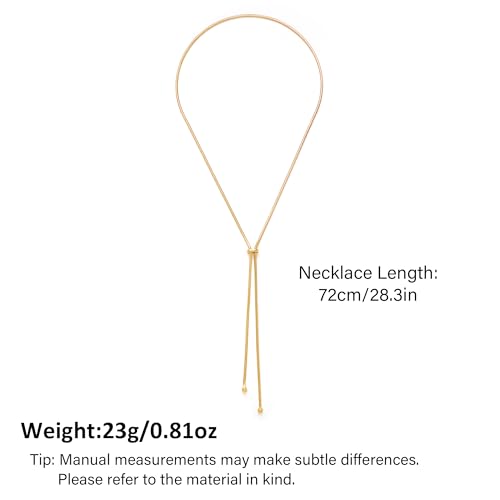 Gold Silver Necklace for Women Y Chain Adjustable Gold Long Necklaces Fashion Dainty Jewelry - color: gold A