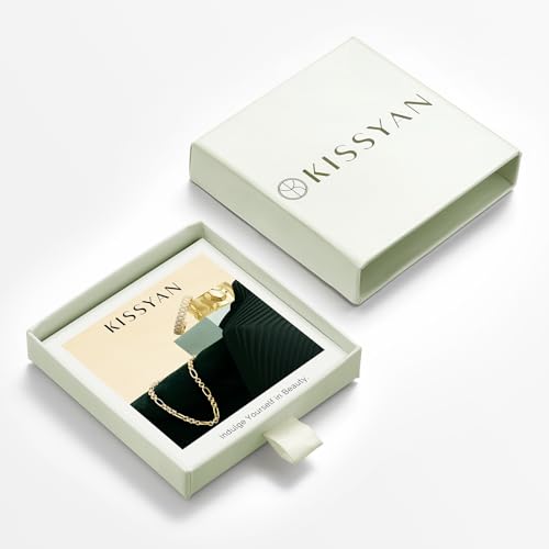 KissYan Initial Letter Pendant Necklace for Men Women, 14K Gold Plated Square Capital Monogram Necklace Alphabets from A-Z Figaro Chain Jewelry - color: 1-Gold, style: D