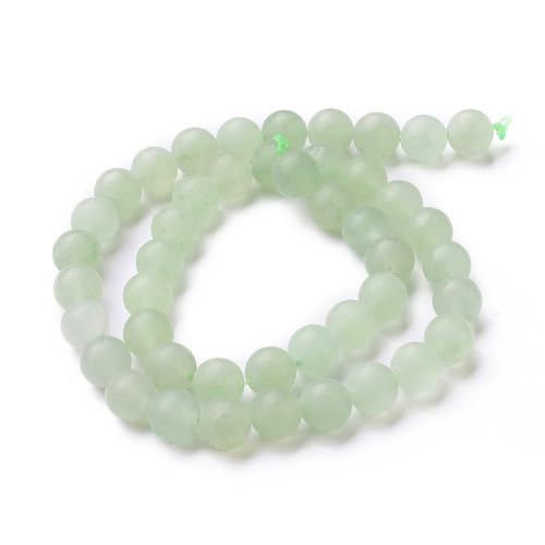 45Pcs Natural Green Aventurine Beads 8mm Round Natural Gemstone Beads Frosted Spacer Loose Bead for DIY Craft Bracelet Necklace Earrings Jewelry Making Supplies - color: Natural Green Aventurine-Frosted