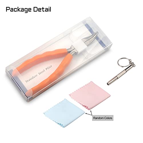 6 Inch Bent Nose Pliers - Stainless Steel Eyeglass Repair and Adjustment Tool Kit with Screwdriver and Cloth - style: Bent Nose Plier