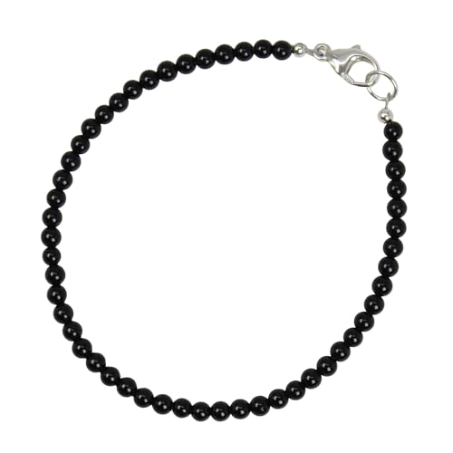 Black Onyx Bracelet, 3mm Beads, Custom Length, Silver or Gold Fill