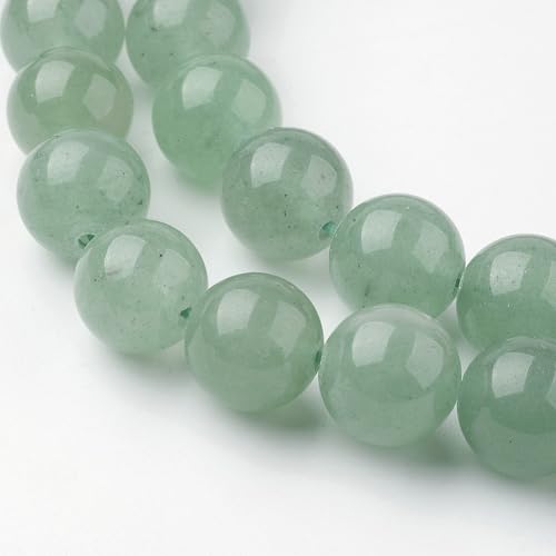 36Pcs Natural Green Aventurine Beads 10mm Round Gemstone Beads Smooth Stone Loose Bead for DIY Bracelets Necklace Earrings Jewelry Making - color: Natural Green Aventurine, size: 10mm