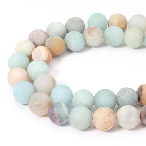 60pcs 6mm Natural Matte Amazonite Beads Energy Healing Crystal Round Loose Stone Beads for Jewelry Making, DIY Bracelets Necklaces - color: Matte Amazonite, size: 6mm