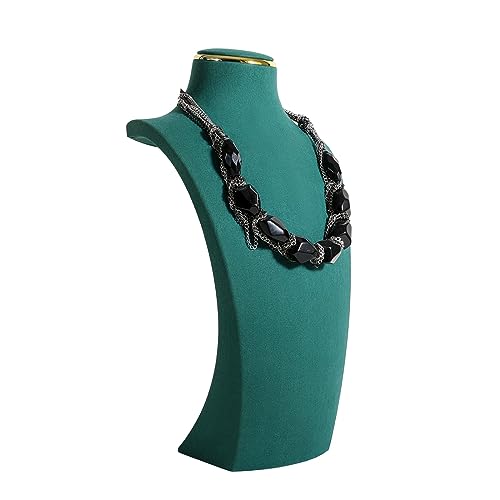 Green necklace display stands for selling, Velvet necklace storage organizer, Necklace mannequin jewelry bust holder for boutique store【Green-Large height 13 inch】 - color: Green, size: Large