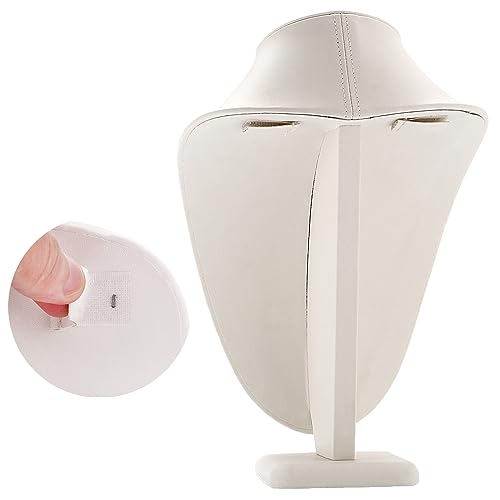 Polmart Modern Necklace Display Bust (White Leatherette, 11 ½”H) - color: White Leatherette, size: 11 ½”H