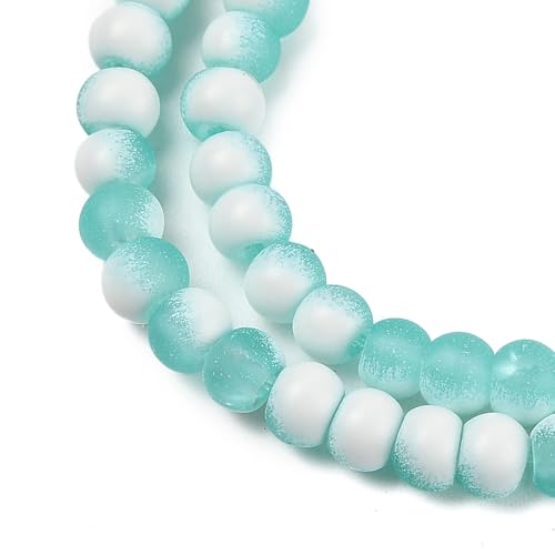 KISSITTY 50pcs Matte Beads Gradient Color Glass Frosted Crystal 6mm Rondelle Turquoise Color Center Drilled Loose Craft Beads for Jewelry Making Earring Bracelet Necklace DIY Crafts - color: Turquoise