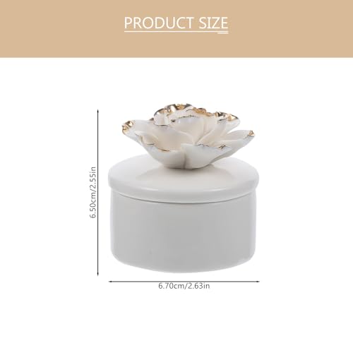 DECHOUS Small Ceramic Trinket Box with Lid - Jewelry Organizer Case for Women Girls Storage Ring, Earrings, Necklace - Gifts for Mother's Day Birthday Anniversary
