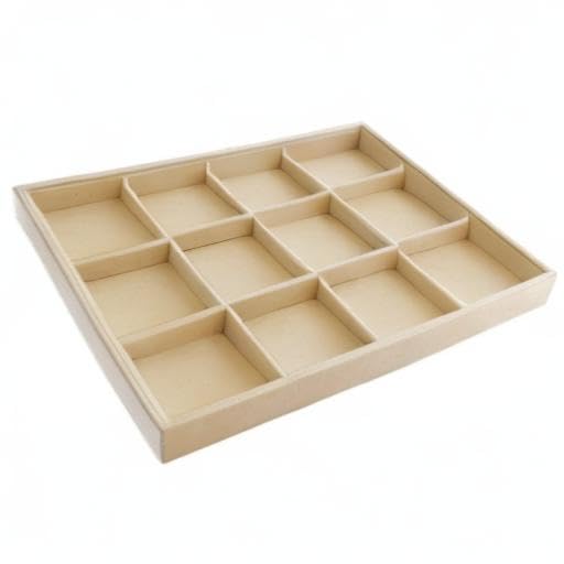Large Stackable Jewelry Display Tray Case Organizer Premium Velvet Soft Light Beige Home Store Sales Shows (12 Grid) - color: 12 Grid