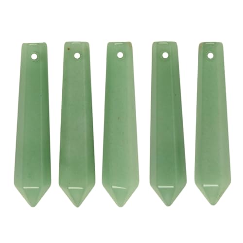 Justinstones 50mm Natural Green Aventurine Hexagonal Wand Jewelry Making Crystal Pointed Chakra Reiki Healing Beads 2mm Hole Drilled(Pack of 5) - color: Green Aventurine