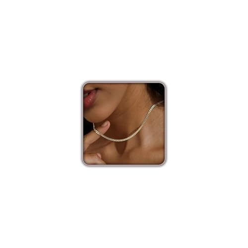 Gold Cuban Chain Necklace for Women, Trendy 14K Gold Plated Dainty Chunky Necklace Adjustable Cuban Link Chain Choker Necklace for Men Fashion Jewelry Best Gifts for Birthday Christmas Thanksgiving - color: Silver, size: 16'' +2'', style: 3.5MM