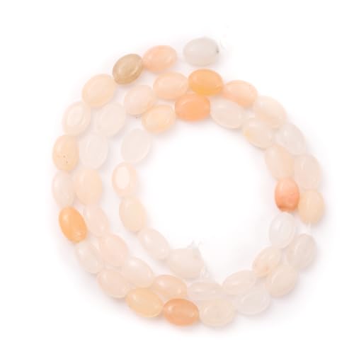 6×8mm Natural Pink Aventurine Gemstone Loose Beads Flat Oval Healing Crystal Loose Stone Beads for Jewelry Necklace Bracelet Earring Craft - color: Pink Aventurine