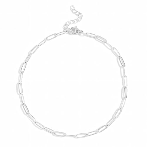Destin Jewelry Paperclip Chain Necklace for Women, Waterproof 18K Gold Plated Stainless Steel, Hypoallergenic, Adjustable Layering Chain, Tarnish-Resistant, 2.5–6.5mm - color: Stainless Steel, size: 9", style: 2.5 MM