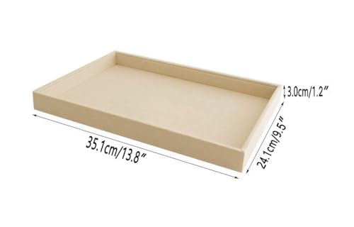 Large Beige Premium Quality Velvet Jewelry Display Box Tray Stackable Practical Trade Show Home Store Open Tray - color: Flat Tray