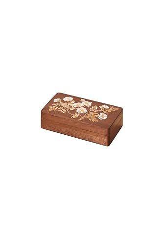 Travel Jewelry Case Small Wood Jewelry Organizer Jewelry Box for Women (Nut-Brown Print) - color: Nut-Brown Print
