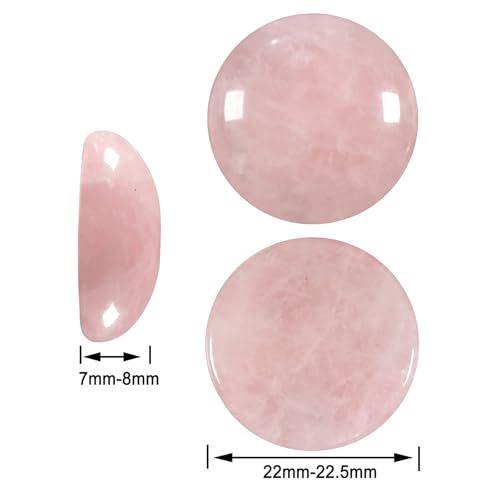 moonsix 10PCS Round Rose Quartz Cabochons Flatback CAB Gemstone Beads Crystal Flat Stone for DIY Craft Jewelry Making, 22mm - color: pink, size: 22mm