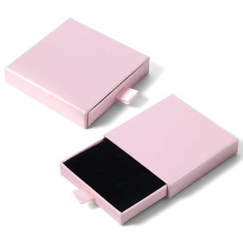 Jewellery Gift Box, 4 Pcs Ring Necklace Box Small Gift Boxes for Bracelets Earrings Necklaces Bracelet Drawer Organizer Square Pendent Storage Case for Birthday DIY Wrapping(Pink)