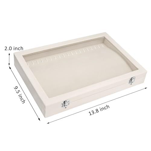 Vicoter Velvet Necklace Display Jewelry Tray 20 Hook Necklace Tray Necklace Pendant Jewelry Tray for Women and Girls - color: Beige, size: 20 Hook