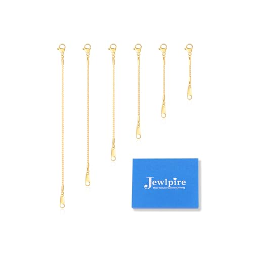 Jewlpire 18K 14K Gold Plated Necklace Extender for Women with 6 Piece Set (1", 2", 3", 4", 5", 6"), Box Chain | Cable Chain Extender for Necklace, Extenders for Bracelets Anklets - color: 18K Gold Plated, size: Box Chain (1 2 3 4 5 6 In)