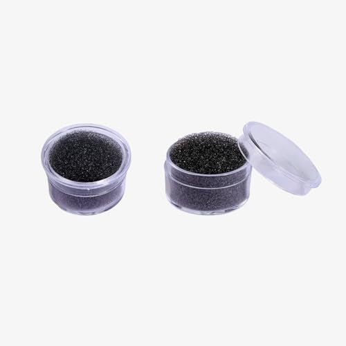 50 Gem Display Case Diamond Gemstone Storage Box, Small Round Plastic Containers Box Jewelry Organizer Container with Foam, Black Foam Gem Jars Showcase with 50 Gemstones Storage Jar