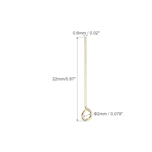 PATIKIL 200Pcs 304 Stainless Steel Jewelry Eye Pins 22mm 22 Gauge Gold Open Eye Pins for Jewelry Making DIY Craft Necklaces Bracelets Earrings - color: Gold, size: 22mm