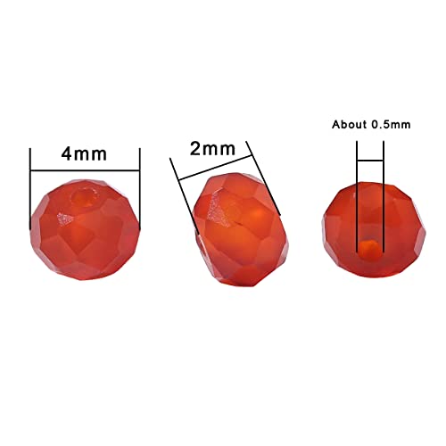 BEADIA Natural Red Agate Beads 4x2mm 120pcs Faceted Rondelle Loose Semi Gemstone Beads for Jewelry Making Design - color: Red Agate